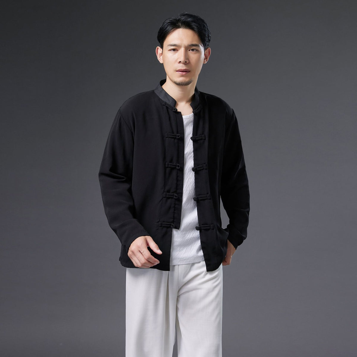 Autumn NEW! Men Asian Style Linen and Cotton Long Sleeve Cardigan Thin Jacket