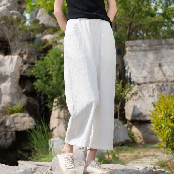 2022 Summer NEW! Women Causal Style Linen and Cotton Straight Leg Trousers