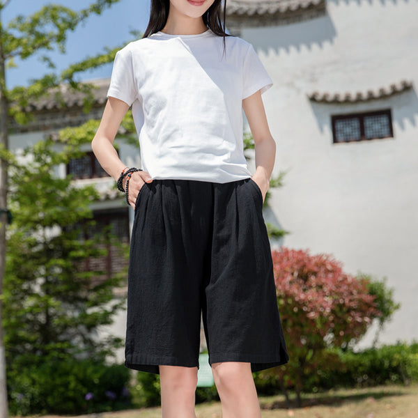 2022 Summer NEW! Women Retro Style Wrinkle Linen and Cotton Shorts