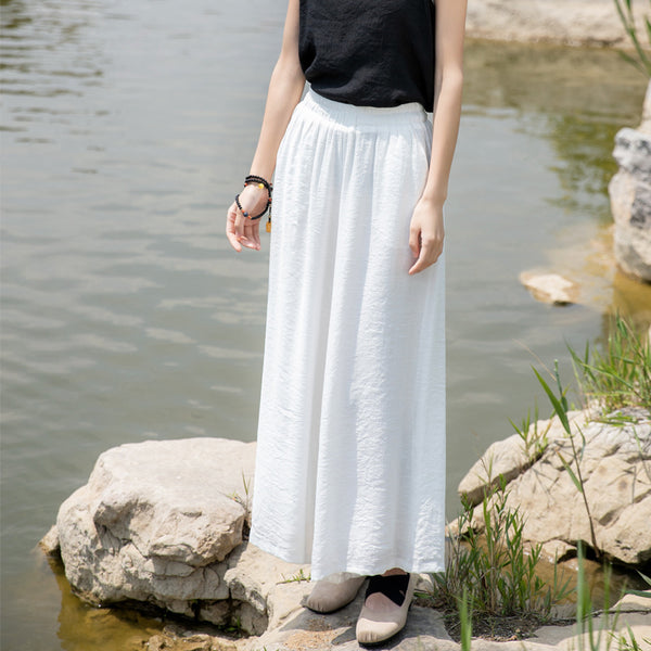 2022 Summer NEW! Women Loose Style Wrinkle Linen and Cotton Cropped Big Leg Cropped Pants