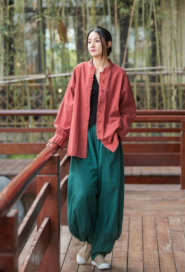 2022 Summer NEW! Women Linen and Cotton Loose Thin Zen Style cardigan Thin Jacket