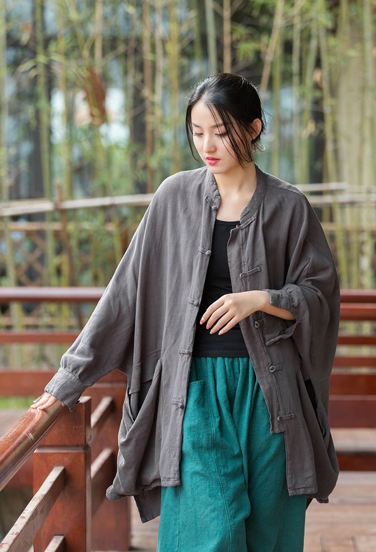 Thin Jacket Men Japan Style Thin Kimono Jacket Loose Linen 