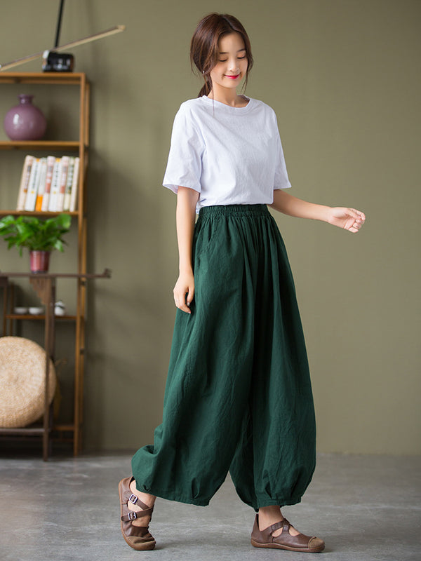 2021 Autumn NEW! Women Lantern Style Linen and Cotton Causal Loose Pants