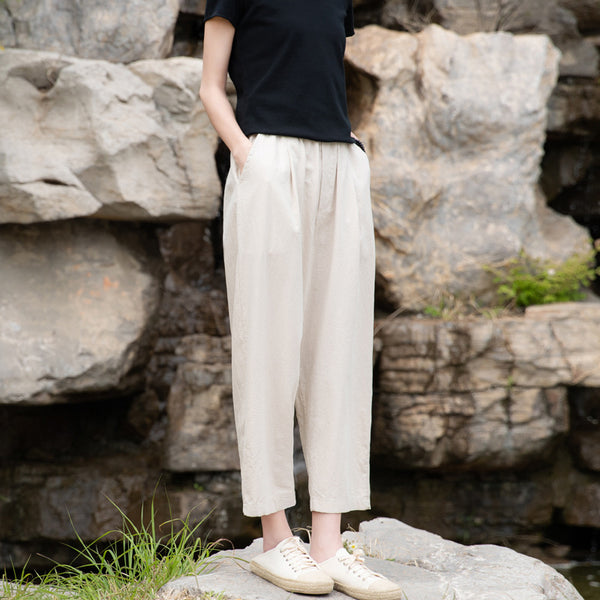 2022 Summer NEW! Women Causal Style Linen and Cotton Pegged Pants