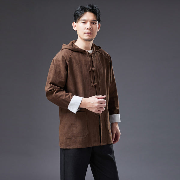 2022 Summer NEW! Men Causal Style Linen and Cotton Long Sleeve Hoodie Thin Jacket