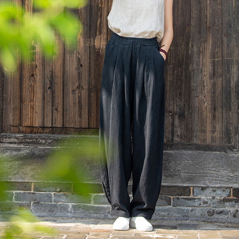 Autumn NEW! Women Modern Causal Lantern Style Loose Linen and Cotton Pants