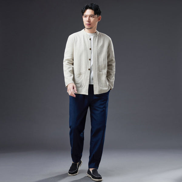 2022 Summer NEW! Men Causal Style Linen and Cotton Long Sleeve Simple Shirts