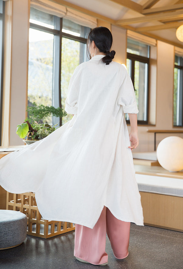 2022 Summer NEW! Women Linen and Cotton Loose Causal Style Cardigan Thin Long Coat