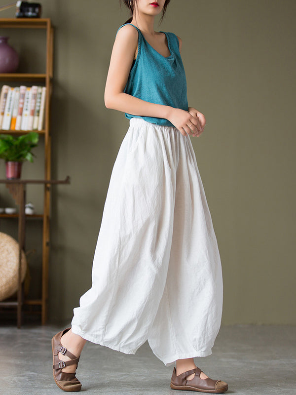 2021 Autumn NEW! Women Lantern Style Linen and Cotton Causal Loose Pants