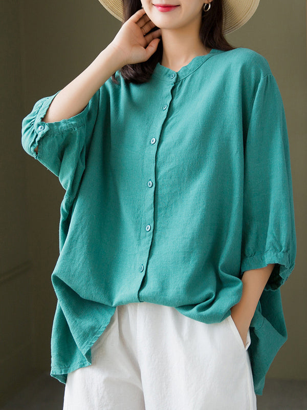 2021 Autumn NEW! Women Casual Style Sand-washed Linen and Cotton Long Sleeve Shirt