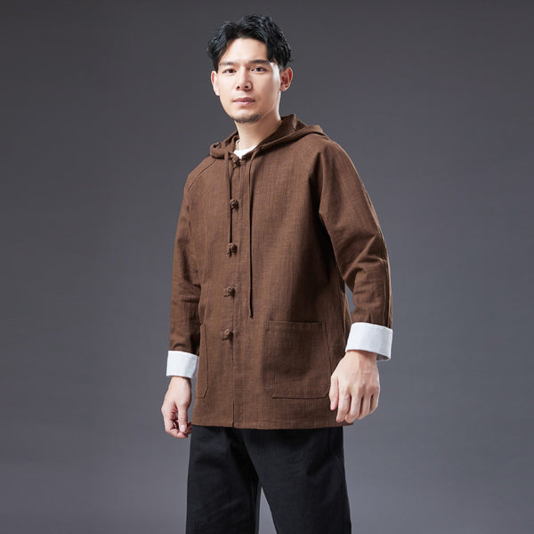 2022 Summer NEW! Men Causal Style Linen and Cotton Long Sleeve Hoodie Thin Jacket