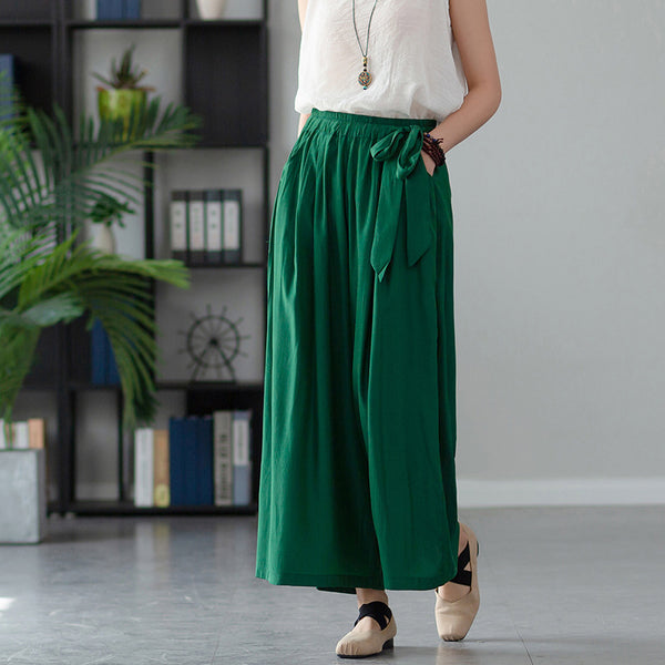 2022 Summer NEW! Women Retro Style Soft Wide Leg Cropped Pants