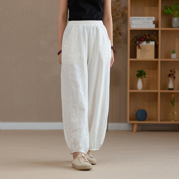 2022 Summer NEW! Women Retro Style Linen and Cotton Harem Cropped Pants