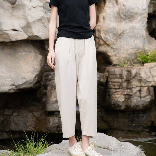 2022 Summer NEW! Women Causal Style Linen and Cotton Pegged Pants