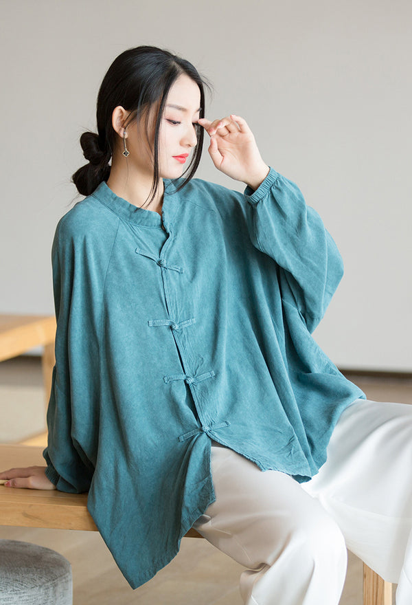 2022 Summer NEW! Women Chinese Style Linen and Cotton Chinese Style Thin Shirt