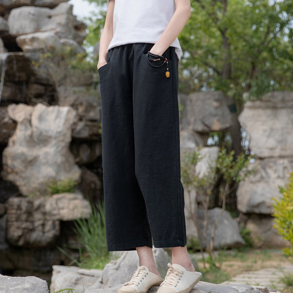 2022 Summer NEW! Women Causal Style Linen and Cotton Straight Leg Trousers