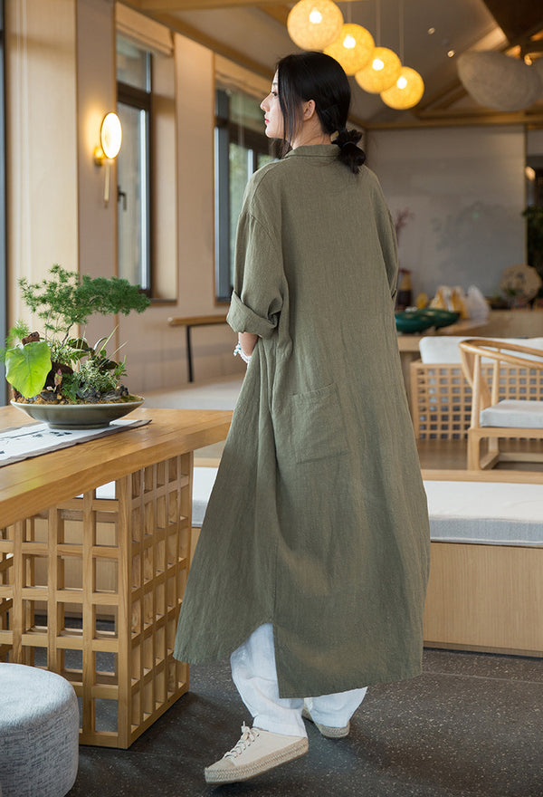 2022 Summer NEW! Women Linen and Cotton Loose Causal Style Cardigan Thin Long Coat