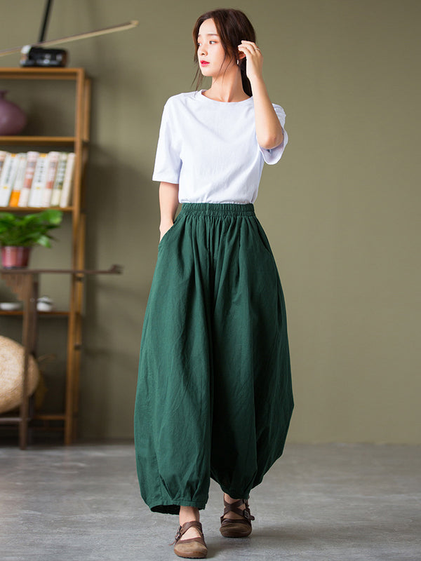 2021 Autumn NEW! Women Lantern Style Linen and Cotton Causal Loose Pants