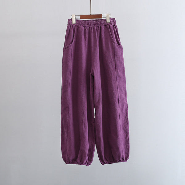 2022 Summer NEW! Women Retro Style Linen and Cotton Harem Cropped Pants