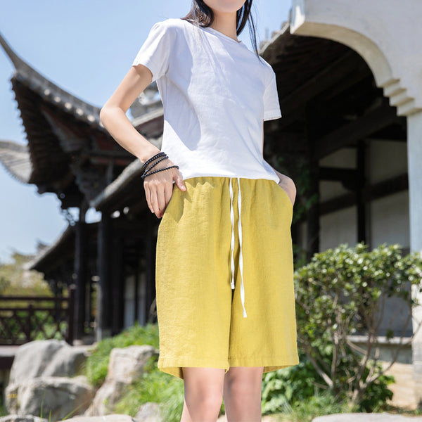 2022 Summer NEW! Women Modern Causal Style Sand Washed Linen and Cotton Shorts