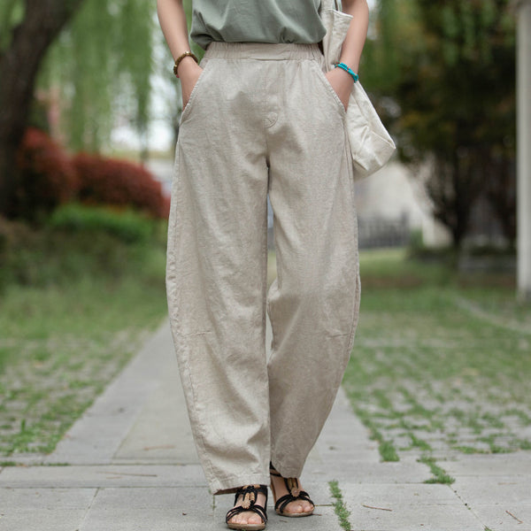 Women Lantern Style Linen and Cotton Causal Loose Pants