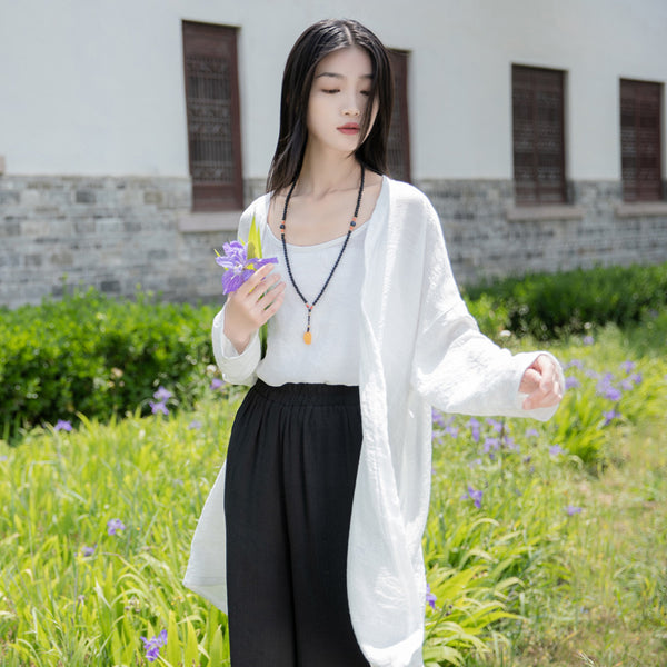 2022 Summer NEW! Women Causal Style Linen and Cotton Long Light Cardigan
