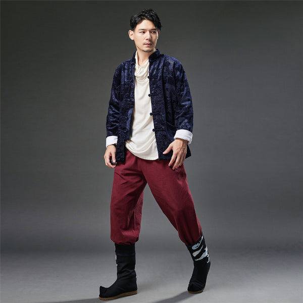 2021 Autumn NEW! Men Retro Chinese Style Linen and Cotton Long Sleeve Thin Jacket