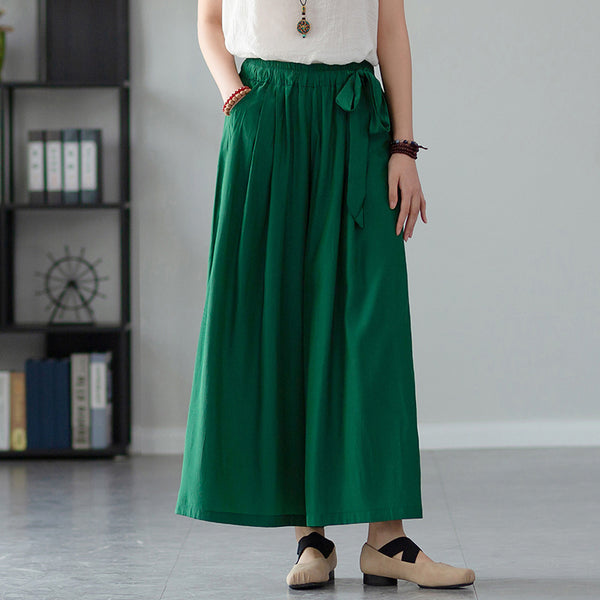 2022 Summer NEW! Women Retro Style Soft Wide Leg Cropped Pants