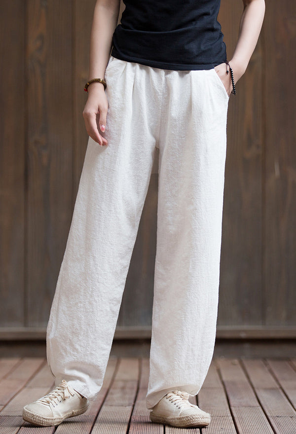 2022 Summer NEW! Women Sport Style Lantern Leisure Sand Washed Linen and cotton Pants