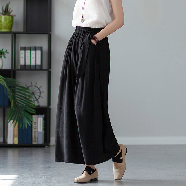 2022 Summer NEW! Women Retro Style Soft Wide Leg Cropped Pants