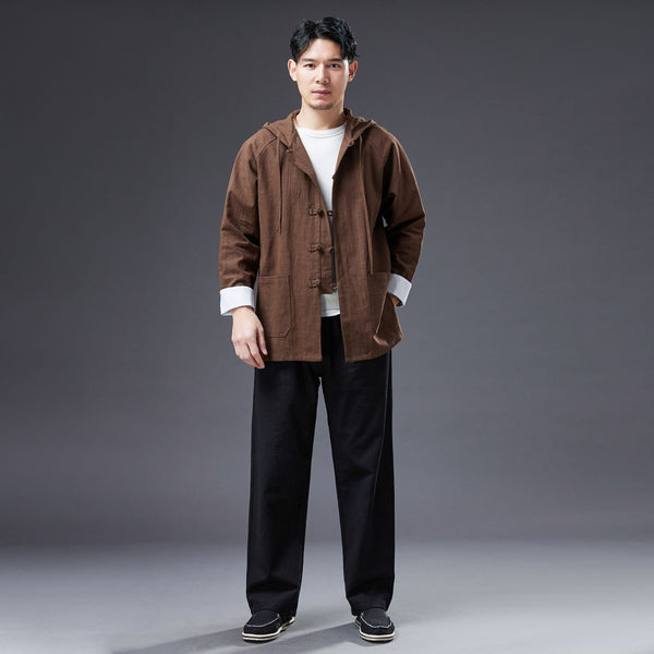 2022 Summer NEW! Men Causal Style Linen and Cotton Long Sleeve Hoodie Thin Jacket