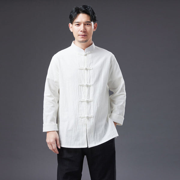 2022 Summer NEW! Men Zen Style Linen and Cotton Long Sleeve Middle Buckle Thin Jacket