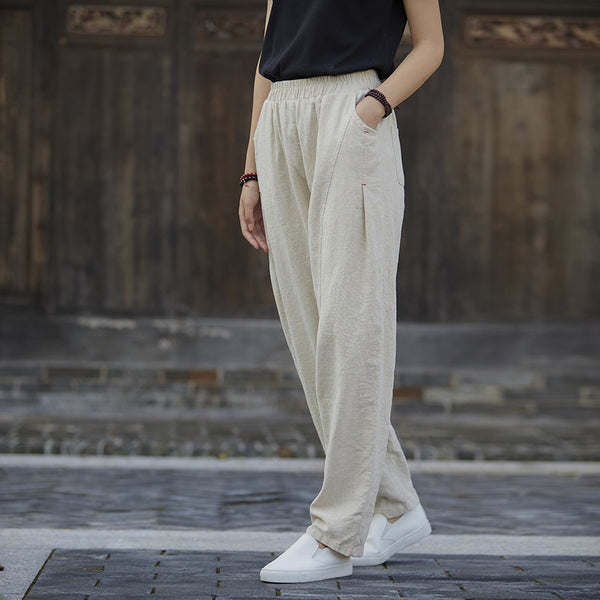 2021 Autumn NEW! Women Modern Causal Lantern Style Linen and Cotton Pants