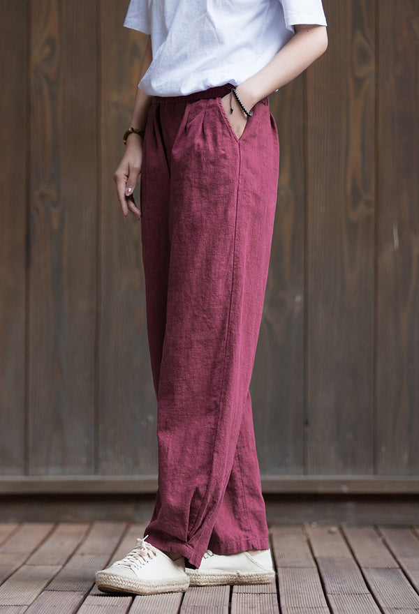 2022 Summer NEW! Women Sport Style Lantern Leisure Sand Washed Linen and cotton Pants