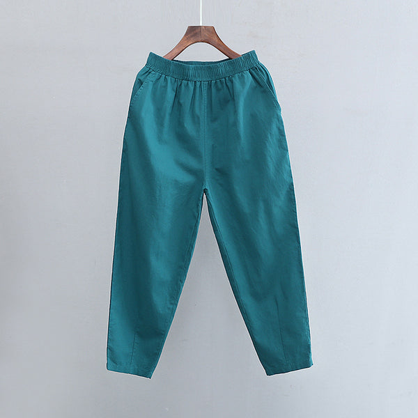 2022 Summer NEW! Women Simple Causal Lantern Style Linen and Cotton Pegged Pants