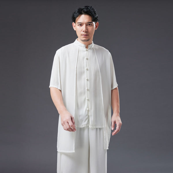 2022 Summer NEW! Men Retro Style Linen and Cotton Short Sleeve 2 Layers Shirts