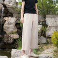 Summer NEW! Women Causal Style Linen and Cotton Straight Leg Trousers