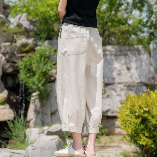 2022 Summer NEW! Women Modern Retro Style Linen and Cotton Cropped Pants