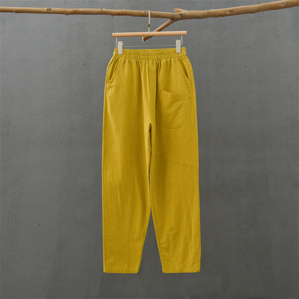 2021 Autumn NEW! Women Modern Causal Style Special Front Pocket Linen and Cotton Pants