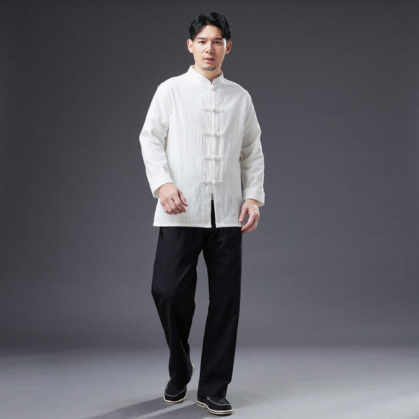 2022 Summer NEW! Men Zen Style Linen and Cotton Long Sleeve Middle Buckle Thin Jacket