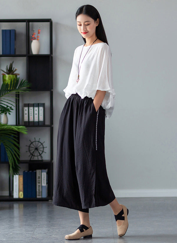 2022 Summer NEW! Women Zen Style Soft Wide Leg Cropped Pants