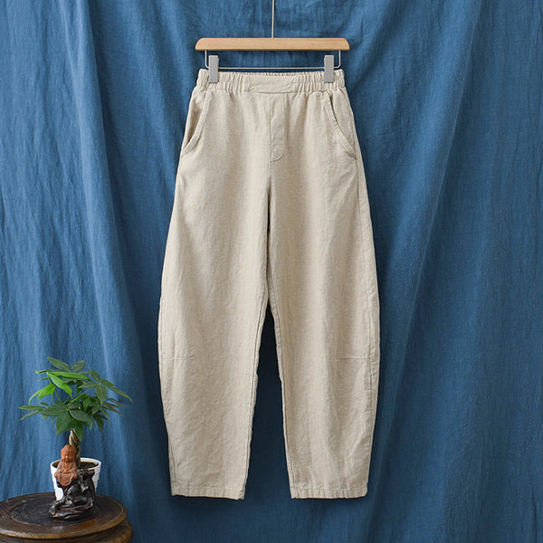 Women Lantern Style Linen and Cotton Causal Loose Pants