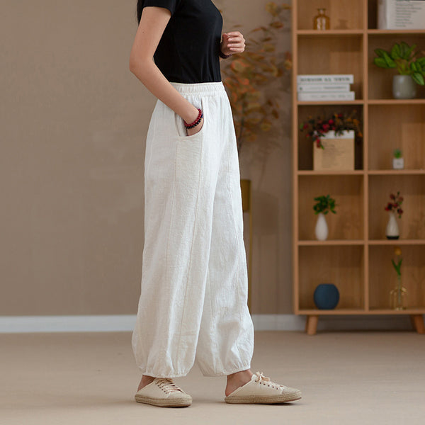 2022 Summer NEW! Women Retro Style Linen and Cotton Harem Cropped Pants