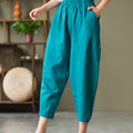 Autumn NEW! Women Lantern Style Linen and Cotton Causal Loose Patchwork Cropped Capris