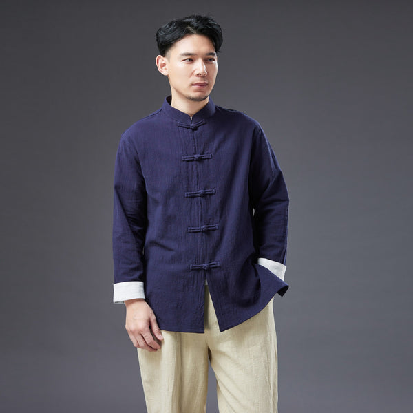 2022 Summer NEW! Men Zen Style Linen and Cotton Long Sleeve Middle Buckle Thin Jacket