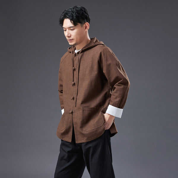 2022 Summer NEW! Men Causal Style Linen and Cotton Long Sleeve Hoodie Thin Jacket