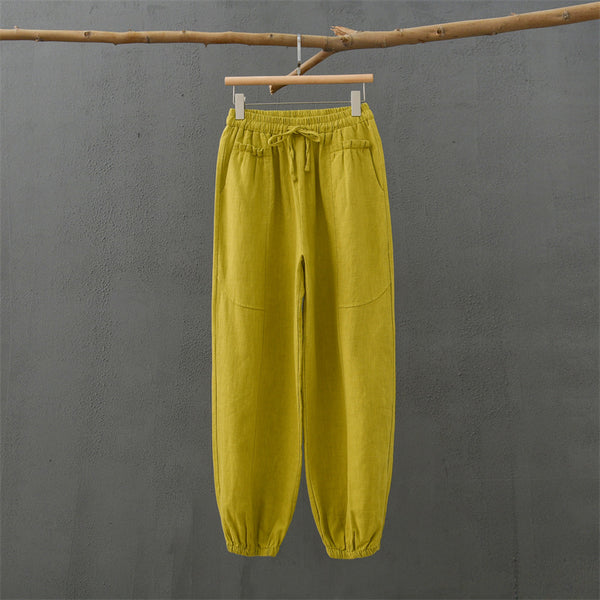 2021 Autumn NEW! Women Modern Causal Style Front Pocket Linen and Cotton Pants