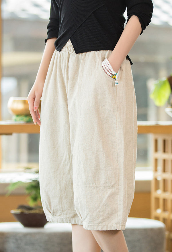 2022 Summer NEW! Women Modern Style Linen and Cotton Shorts