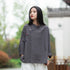 Women Round Collar Zen Style Linen and Cotton Long Sleeves Side Cardigan Shirt