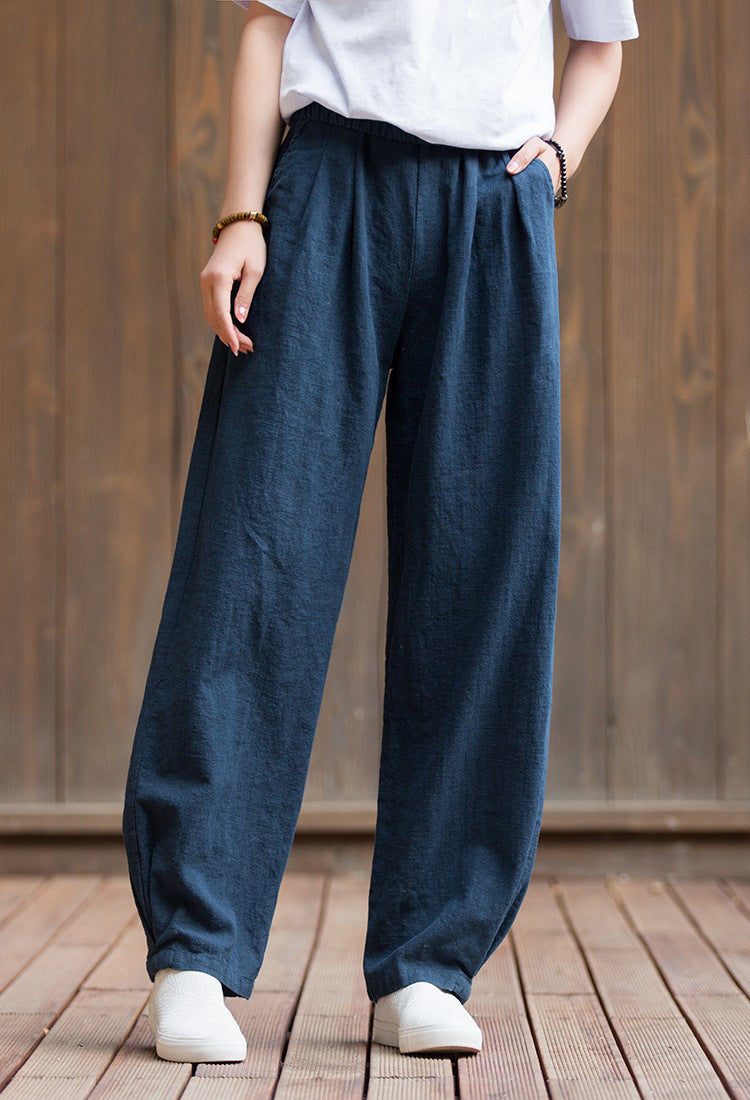 Summer NEW! Women Sport Style Lantern Leisure Sand Washed Linen and cotton Pants